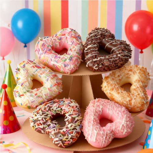 Fake Donuts 6PCS Artificial Doughnut Dessert Heart-Shape Artificial Cake Dessert Fake Cupcake Faux Food Model Realistic Donuts for Decoration Display Photography Props