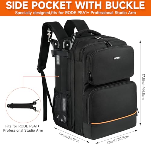 Audio Mixer Travel Case Fits for RODECaster Pro II,RODECaster Pro,RC Duo,Yamaha MG10XU,TC-Helicon GoXLR,Podcast DJ Mixer Backpack Bag with Multi-Pockets for Microphones,Cables,Podcast Equipment