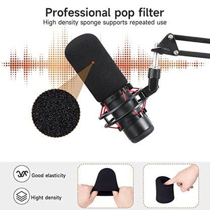 For HyperX Quadcast Boom Arm - Upgraded Mic Arm with Reduce Wind Noises Mic Cover and Cable Sleeve, Metal Scissor Microphone Stand with 3/8" to 5/8" Adapter - color: HyQC Mic Boom Arm