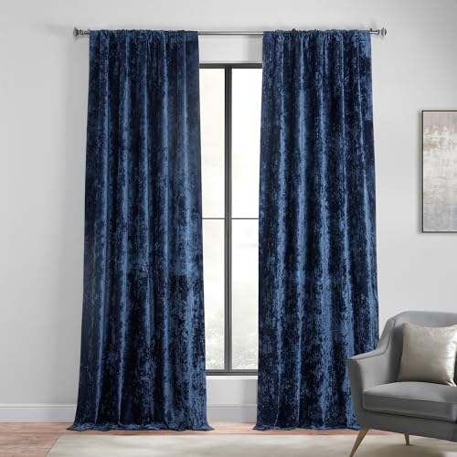 HPD Half Price Drapes Lush Crush Velvet Curtains - Room Darkening Curtain 96 Inches Long for Bedroom & Living Room, Luxury Look, Rod Pocket Design, (1 Panel), 50W x 96L, Sapphire Blue - color: Sapphire Blue, size: 50"W x 96"L (Pack of 1)