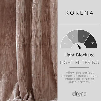Threadmade Korena Tie-Top Crushed Velvet Window Curtain, Taupe - 52" W x 95" L - color: Taupe, size: 52"W x 95"L (Pack of 1)