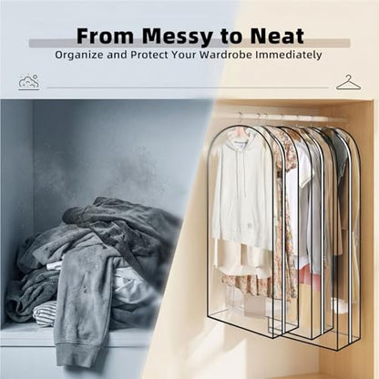 Clear Garment Bags for Hanging Clothes 3-piece set 50inch Long. | Storage Bags With Zipper for Shirts, Suit,Jackets,Coats,sweater,Long Dresses,wedding,gowns,etc. - size: 50inch