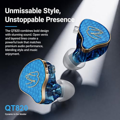 In Ear Monitor Headphones Hybrid 1BA+1DD HiFi Deep Bass IEM Earphones Blue - color: QT820-Blue no Mic