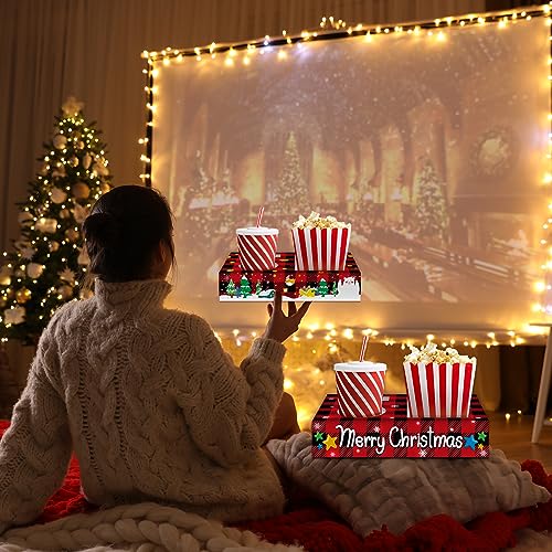 32pcs Christmas Party Supplies Movie Night Snack Trays Hold Popcorn Candy Food Drink, Merry Christmas Movie Theater Popcorn Holder Decorations for Kid's Birthday Party Concession Stand Family - style: Christmas Movie Night