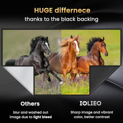 84 Inch Projector Screen with Black Backing, Foldable 16:9 | Black-backed polyester screen with straight edges; washable and wrinkle-resistant for home theaters and outdoor movie nights. - size: 84'' Diagnol