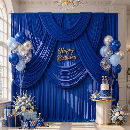 40ft x 12ft Royal Blue Backdrop Curtains for Wedding Parties - color: Royal Blue, size: W5' x H12'(8 panels)