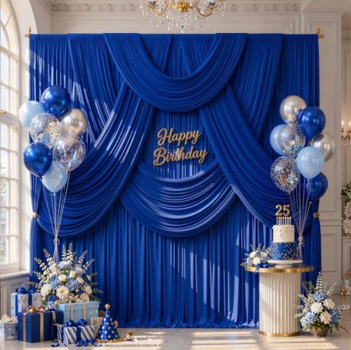 10ft x 12ft Royal Blue Backdrop Curtains for Wedding Parties - color: Royal Blue, size: W5' x H12'(2 panels)