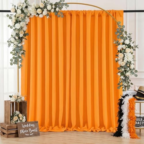 Orange Backdrop Curtains 10ftx8ft Halloween Polyester Photo Drapes - color: Orange, size: 2 Panels 5ft X 8ft