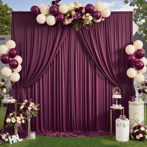 20x12 ft Burgundy Backdrop Curtains for Weddings, Birthdays and Photos - color: Burgundy, size: W5' x H12'(4 panels)