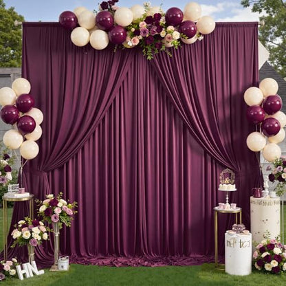20x12 ft Burgundy Backdrop Curtains for Weddings, Birthdays and Photos - color: Burgundy, size: W5' x H12'(4 panels)