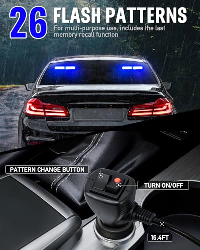 HLauto 1002L Emergency Strobe Traffic Advisor Light Bar: 40 LED Dash Safety Warning Flashing Light, Front/Rear Windshield Visor Lights for Construction Vehicle, Tow/Plow Truck (2x10.7inch, Blue) - color: #12 Blue