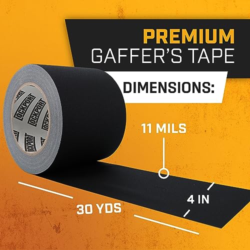 Lockport Black Gaffers Tape 4 Inch x 30 Yards - 1 Pack Pro Matte Gaff Tape | Professional Heavy-Duty Gaffer Tape–No Residue, Heat/Water Resistant, Non-Reflective, Easy Tear–Ideal for Photography,Studio