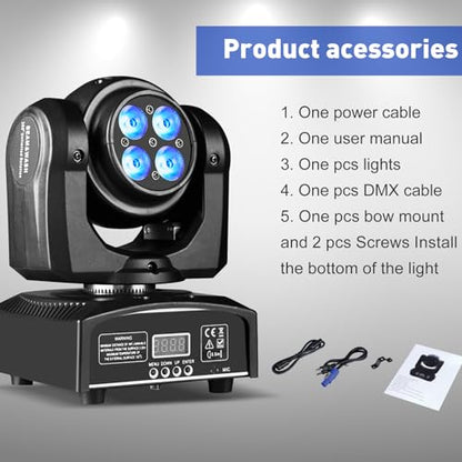 100W LED Moving Head DJ Lights 2-Sides Moving Head Wash & Beam Effect Stage Light RGBW 4-in-1 DMX Sound Active DJ Lights for Party Disco KTV Pub Bar Show Wedding Show - 2 PCS (2)