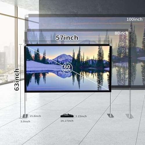 SKERELL Outdoor Projector Screen with Stand : Portable Projection Screen for Outside Theater Home Backyard Movies 60 inch - size: 60 inches