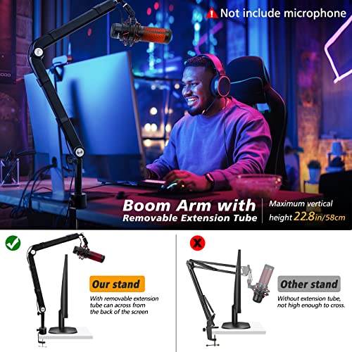 SUNMON Boom Arm for Blue Yeti, Microphone Stand with Extension Tube - color: 𝙈𝙞𝙘𝙧𝙤𝙥𝙝𝙤𝙣𝙚 𝘽𝙤𝙤𝙢 𝘼𝙧𝙢