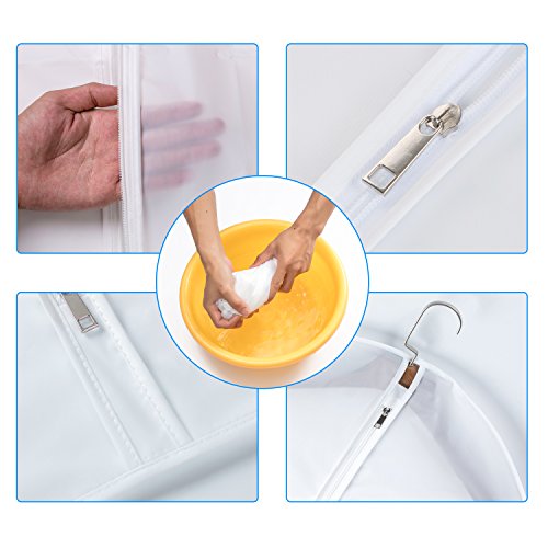 MsKitchen 6 Pack Long Garment Bags (24x60") - Dustproof Gown Covers - Durable PEVA Hanging Bags with Sturdy Zipper for Maxi Dresses, Long Coats & Dance Costumes (Translucent) - color: Translucent, size: 24" x 60" 6 Pack