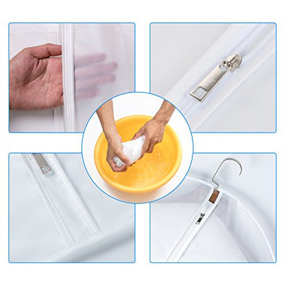 MsKitchen 6 Pack Long Garment Bags (24x60") - Dustproof Gown Covers - Durable PEVA Hanging Bags with Sturdy Zipper for Maxi Dresses, Long Coats & Dance Costumes (Translucent) - color: Translucent, size: 24" x 60" 6 Pack