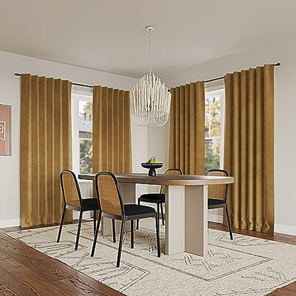 Sun Zero Hampshire Velvet Noise Reducing Thermal Extreme 100% Total Blackout Back Tab/Rod Pocket Curtain Panel, Gold, 50" W x 108" L (1 Panel) - color: Gold, size: 50"W x 108"L (Pack of 1)
