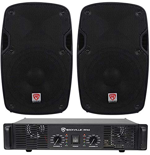 Rockville SPG88 8" 8-Ohm Passive PA Speaker Pair with RPA5 Amplifier