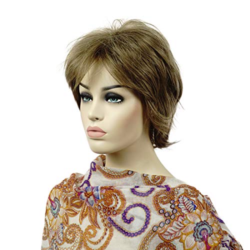 Lydell Short Layered Shaggy Full Synthetic Wig in Light Golden Brown with Wavy Curly Style - color: 14 Light Golden Brown