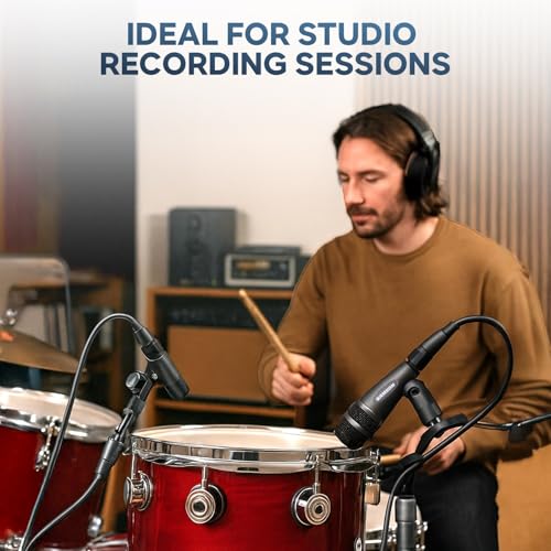 Samson DK707 7-Piece Drum Microphone Kit Bundle with 7 Premium 10-Foot XLR Cables, Swivel Mic Adapters, Rim Clips, Hardshell Carrying Case, and Microfiber Instrument Care Cloth