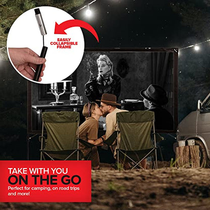 Modern Innovations 80 Inch HD Outdoor Movie Screen, Portable Outdoor Projector Screen and Stand for Indoor or Backyard Use, Foldable Frame, Movie Projection Screens for Travel, Camping, Family Movies