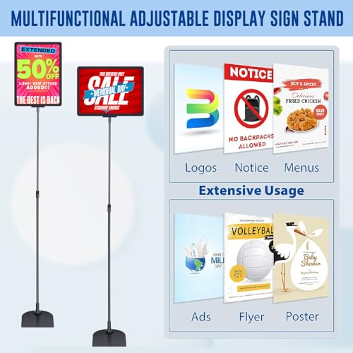 DoubleFill 20 Pack Sign Stand Holder for Display Adjustable Floor Pedestal Poster Sign Stand Holder with Vertical and Horizontal View Advertising Business Brochure Menu Signage (11'' X 17'') - size: 11'' X 17''