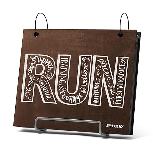 Gone For a Run BibFOLIO Race Bib Album - Inspire To Run - 9.5x8 | Wood Cover, Twist Cable Rings, Race Bib Holder, Holds Up to 100 Bibs, Includes 12 Vinyl Sleeves, Marathon Runner Gift - color: Inspire to Run