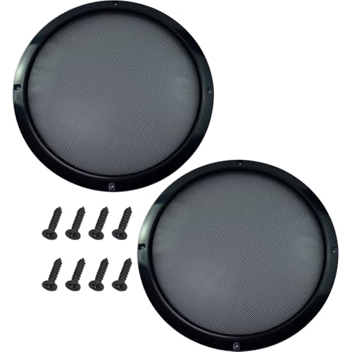 2 Pcs 10 Inch Metal Mesh Speaker Grills Covers Subwoofer Grill Protective Case with Mounting Screws for Home Audio Car Speaker (Black) - size: 10 Inch-Black