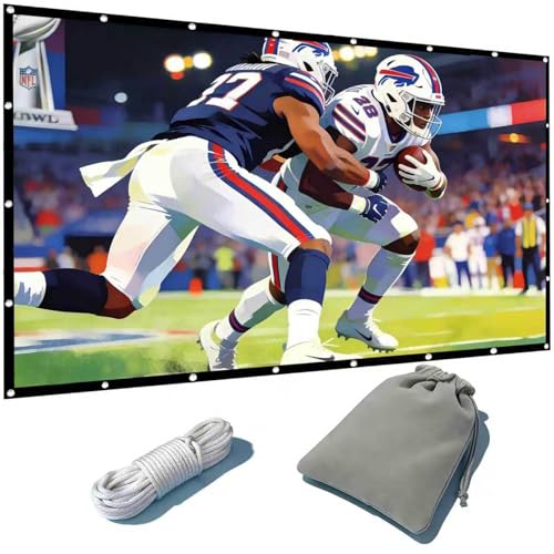 Large Projector Screen 250 Inch Portable 6:9 Foldable Thick Canvas,Double Sided Outdoor Movie Screen with 12M Rope and Storage Bag (250INCH) - size: 250INCH