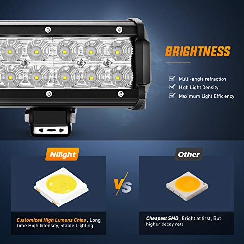 Nilight LED Light Bar 25Inch 162W Spot Flood Combo Off Road 12V 5Pin Rocker Switch Wiring Harness Kit, 2 Years Warranty (ZH081) - size: 25 Inch 162W