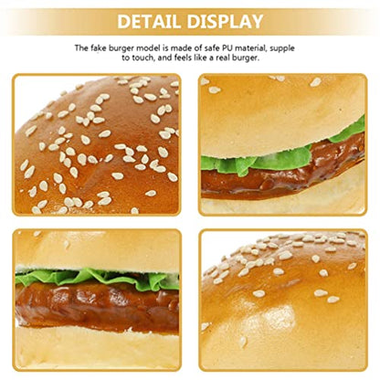 Sewroro 2 Pcs Fake Burgers Pu Artificial Burger Props 3.74 X 3.74 X 2.95 in Simulation Food for Photography Props Shop Burger Decors Display Food Decor Party and Kids Toy