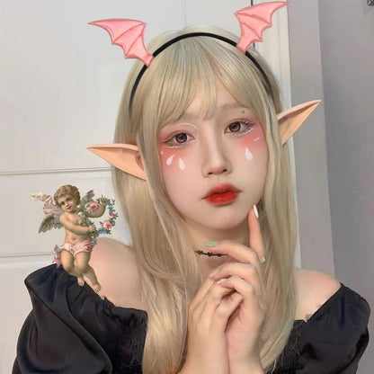 Guqqeuc Halloween Bat Headband Hair Clips Set for Women Girls Bat Wing Hairbands Halloween Hair Barrettes Set for Girls Pink Halloween Hair Accessories for Cosplay Costume Decorations