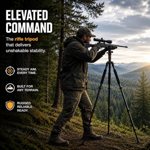 FUNHORUN Hunting Tripod, Rifle Shooting Tripod with Integrated Vise Clamp | Heavy-Duty Aluminum Shooting Rest with Custom Carry Bag, Adjustable 18"-61", Stable Gun Stand & Shooting Stick for Hunting