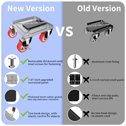 MYUEA Furniture Dolly,Furniture Movers with 5 Wheels,Carbon Steel Panel Heavy Duty Dolly,Maximum Load 3747 LBS,Furniture Lifter with 5 360° Rotatable Rubber Universal Wheels(Silver,8.26x7.87 in) - color: Silver, size: 8.26x7.87 IN