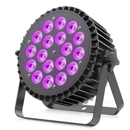 18LED Stage Lights RGBWA+UV 6in1 Par Can Lighting with DMX Control Sound Activated Uplights for Events Church DJ Show Wedding Stage Performances Party (1 Pack)