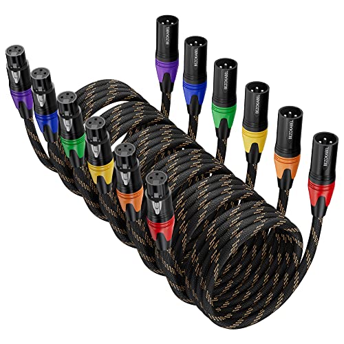 XLR Cables, Short XLR Cables 1.5ft 6packs, Microphone Cable Male to Female Nylon Braided 3 Pins - size: 1.5ft