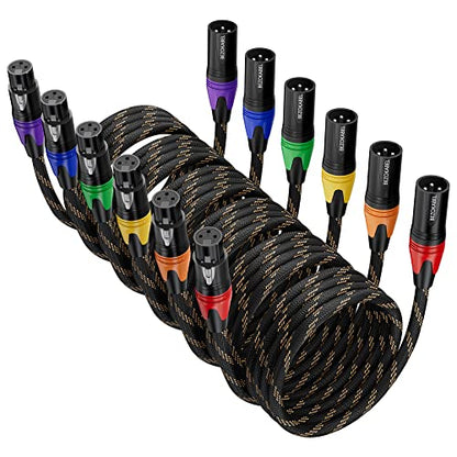 XLR Cables, Short XLR Cables 1.5ft 6packs, Microphone Cable Male to Female Nylon Braided 3 Pins - size: 1.5ft