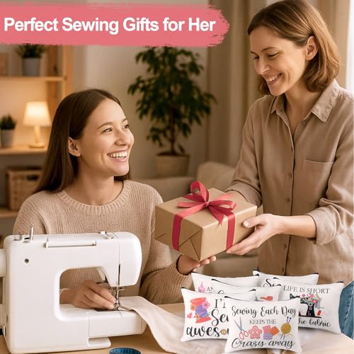 Reginary 12 Pcs Sewing Gifts for Quilters Sewing Makeup Bags | Quilt Cosmetic Travel Bags, Organizer Toiletry Zipper Pouches for Women Mother Grandma Wife, Friends Christmas Birthday Gifts - style: Sewing