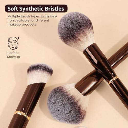 MAANGE Makeup Brushes 16Pcs Professional Foundation Powder Blush Contour Eyeshadows Double-End Makeup Brushes Set with Bag and Gift Box-CoffeeBrown - color: CoffeeBrown