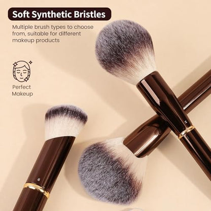 MAANGE Makeup Brushes 16Pcs Professional Foundation Powder Blush Contour Eyeshadows Double-End Makeup Brushes Set with Bag and Gift Box-CoffeeBrown - color: CoffeeBrown