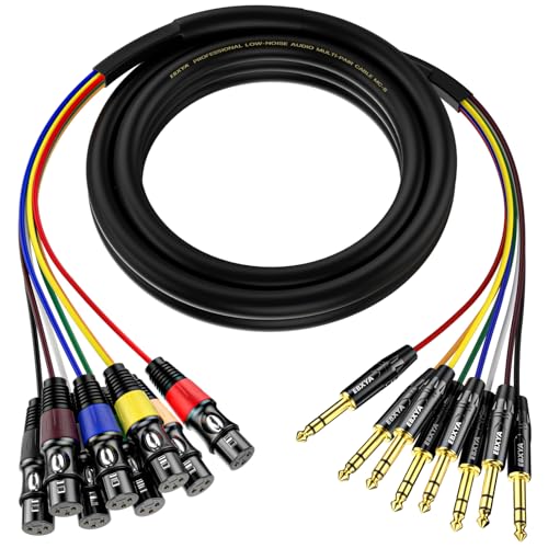 EBXYA 8 Channel 1/4 Inch TRS to XLR Snake Cables,Recording Snake Cable | 6.35mm Jack Stereo Audio Balanced Line to XLR Female Cables,10 Feet 1 Pack - size: 8-Channel 10 Feet, style: TRS to XLR Female