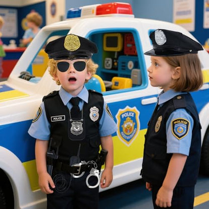 10 Pcs/2 Set Police Costume Accessories for Theme Party Halloween | Cop Costume with Police Hat Walkie Talkies Badge Sunglasses Officer Theater Dress Up