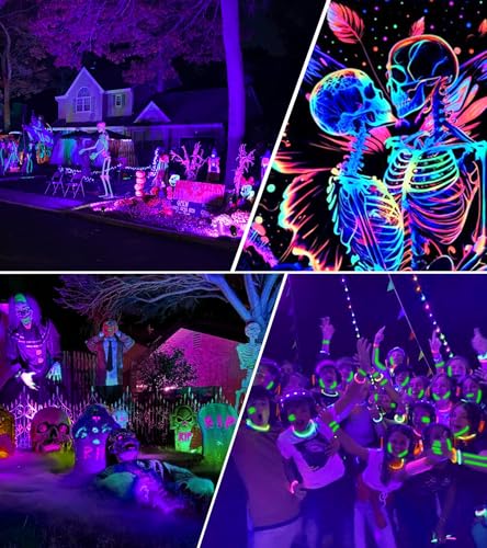 SUNVIE 1 Pack Halloween Spotlights Outdoor Black Light with Photocell Sensor 10W Blacklight Spotlight Waterproof LED Black Light Halloween Spot Lights 120V Purple Spotlight for Glow Party Fluorescent - size: Photocell Sensor-10W-1 Pack
