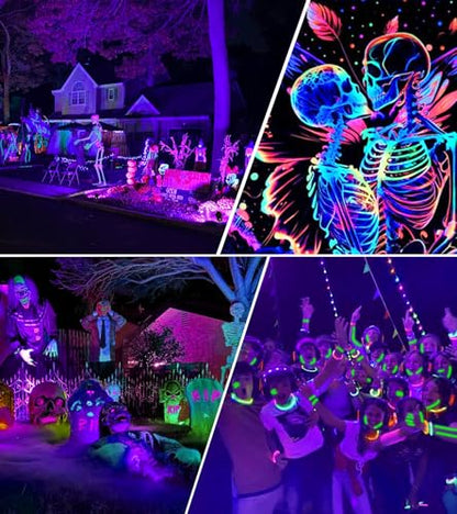 SUNVIE 1 Pack Halloween Spotlights Outdoor Black Light with Photocell Sensor 10W Blacklight Spotlight Waterproof LED Black Light Halloween Spot Lights 120V Purple Spotlight for Glow Party Fluorescent - size: Photocell Sensor-10W-1 Pack