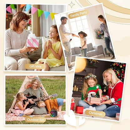 Mini Karaoke Machine for Kids Adults：Portable Bluetooth Karaoke Speaker with 2 Wireless Microphones and Lights for Home Party, Christmas Birthday Gifts for 4-12+ Years Old Girls Boys（Dark） | 360° Surround Sound,5 Voice Effects,Bluetooth 5.0,LED Lights, TF