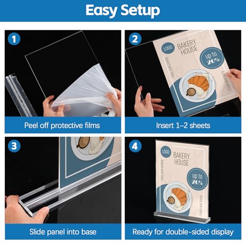 Dynta 8 Pack Acrylic Sign Holder 8.5 x 11, Clear Display Stand with Stable Base, Double Sided Table Sign Holder for Menus, Flyers, Office & Business Countertop Use - color: Clear, size: 8.5x11 8 Pack