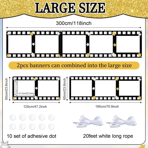 Large Fabric Movies Theme Photo Booth Props Film Themed Party Decoration Movie Theater Photo Frame Camera Action Party Backdrop Movie Theater Hanging for Film Favor Night Theme Birthday Supplies