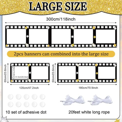 Large Fabric Movies Theme Photo Booth Props Film Themed Party Decoration Movie Theater Photo Frame Camera Action Party Backdrop Movie Theater Hanging for Film Favor Night Theme Birthday Supplies
