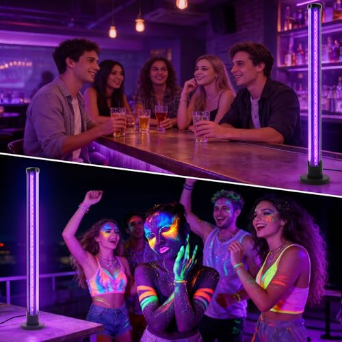 15W LED Black Lights, Vertical Standing Table Blacklight Fixture, 390-400nm, Desktop Led Black Light with Stand, 5FT Cord and Switch,Black Lights Party Supplies, 1pack